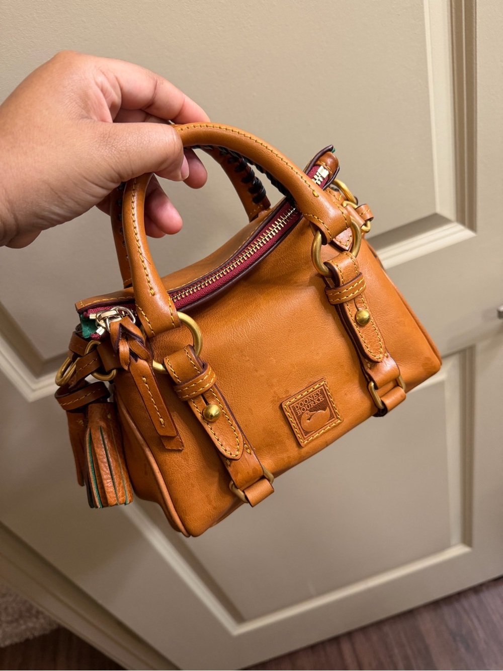 Dooney & Bourke Natural Leather Nano Satchel with Tassel
